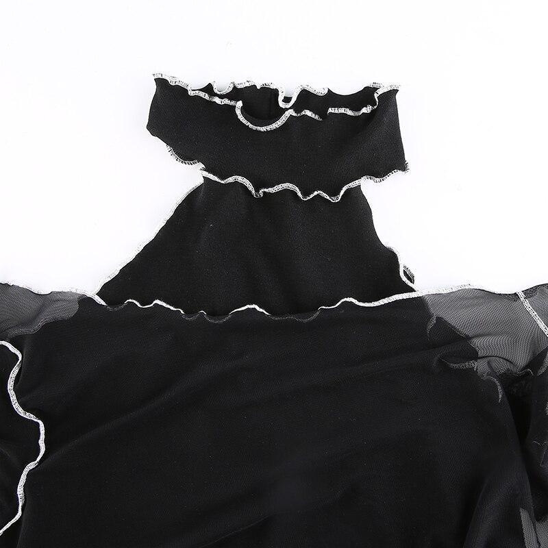Black Frill Mini Dress - Aesthetic Clothing