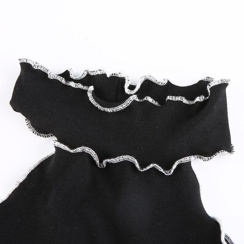 Black Frill Mini Dress - Aesthetic Clothing