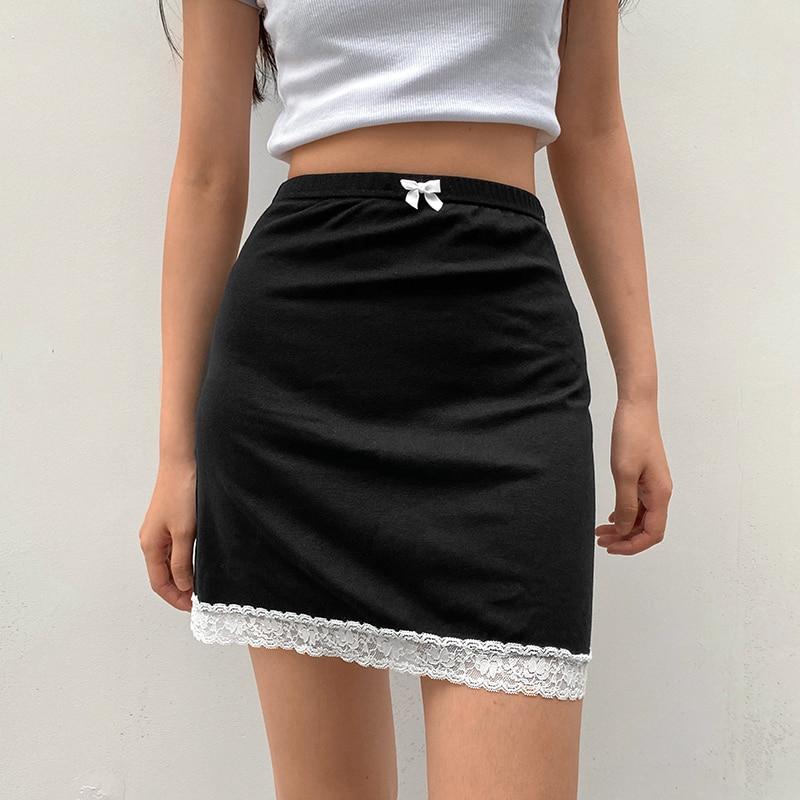 Black Lace Mini Skirt - Aesthetic Clothing
