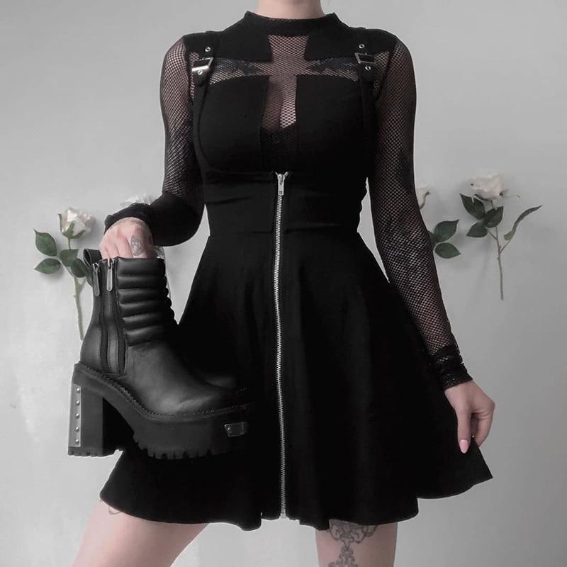 Black Strap Skirt - Aesthetic Clothing