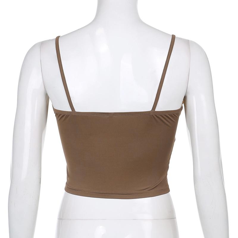 Brown Lace Up Crop Top - Aesthetic Clothing