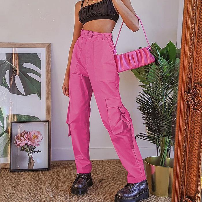 Light Pink Cargo Pants - Aesthetic Clothing