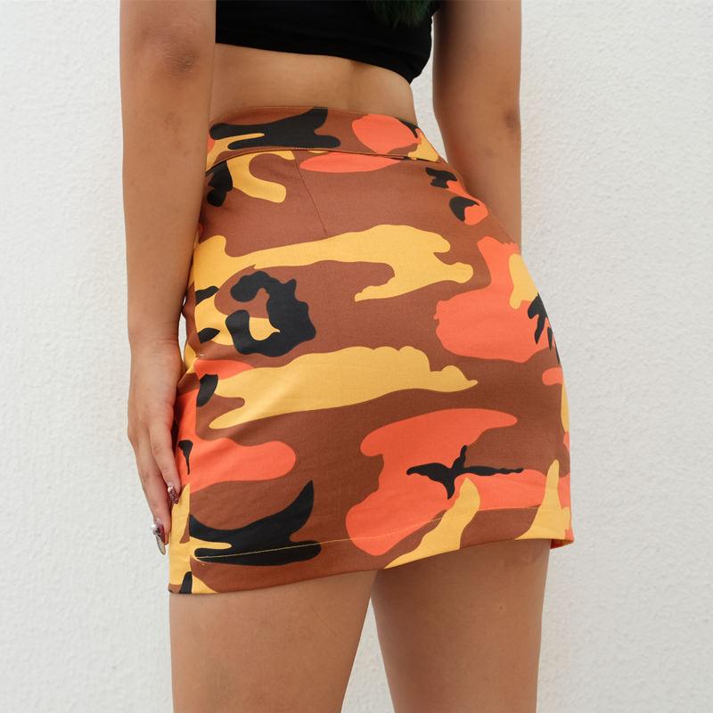 Orange Camo Skirt - Aesthetic Clothing