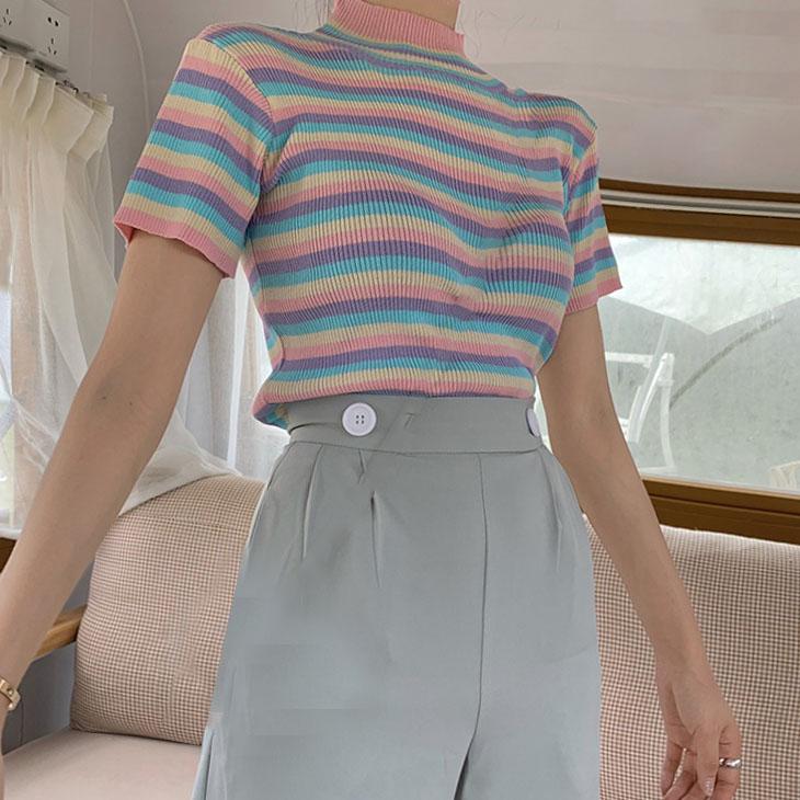 Pastel Sweetz Ribbed Top - Aesthetic Clothing