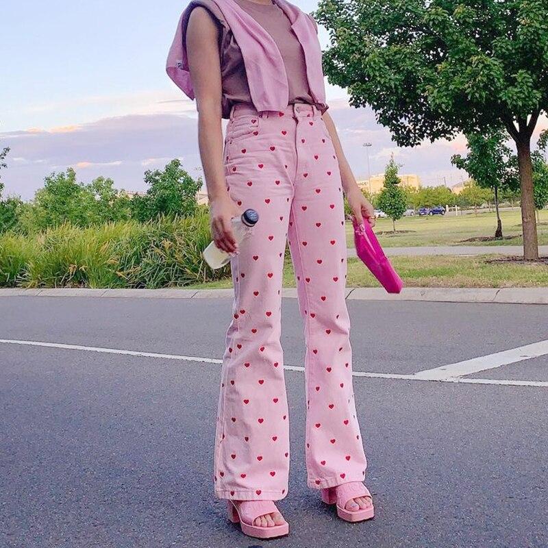 Pink Heart Pants - Aesthetic Clothing