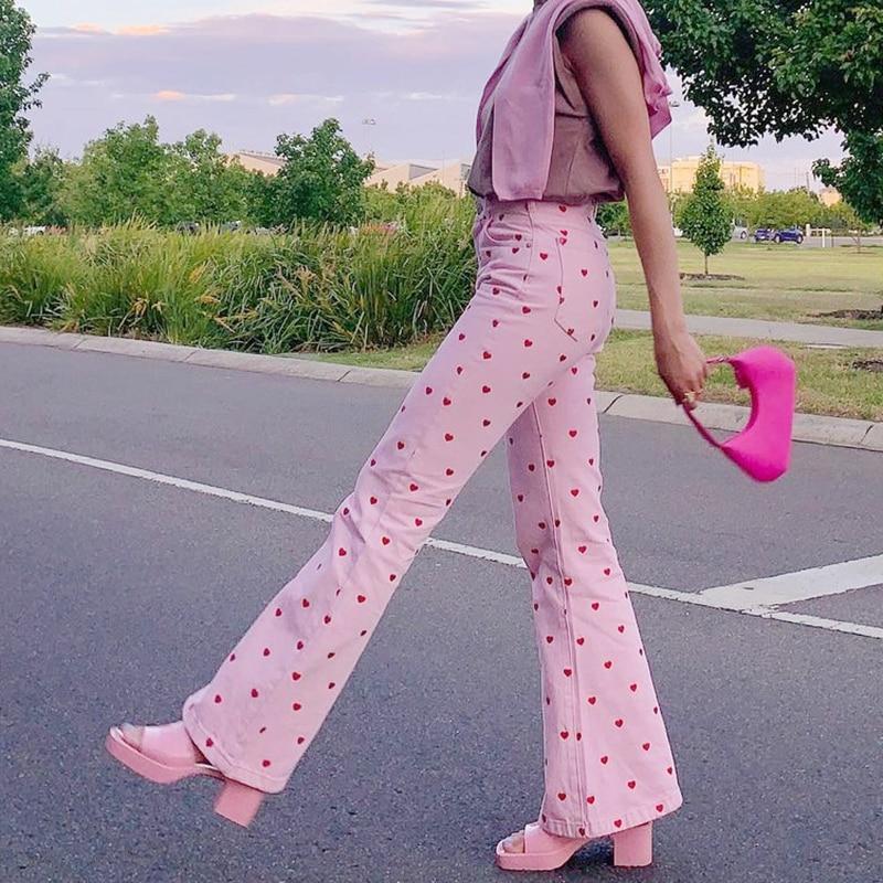 Pink Heart Pants - Aesthetic Clothing