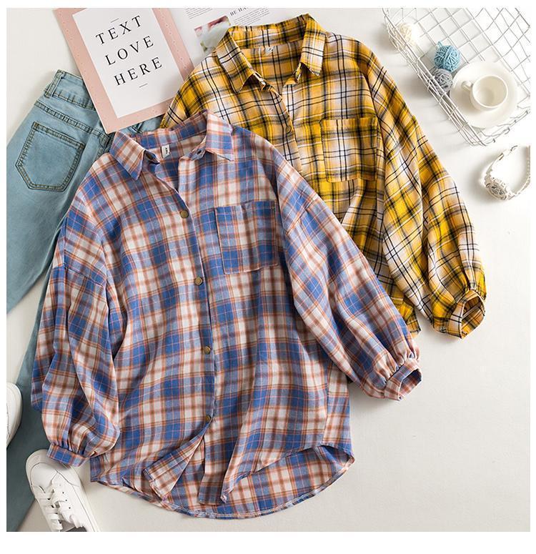 Plaid Button Up Shirt - Aesthetic Clothing
