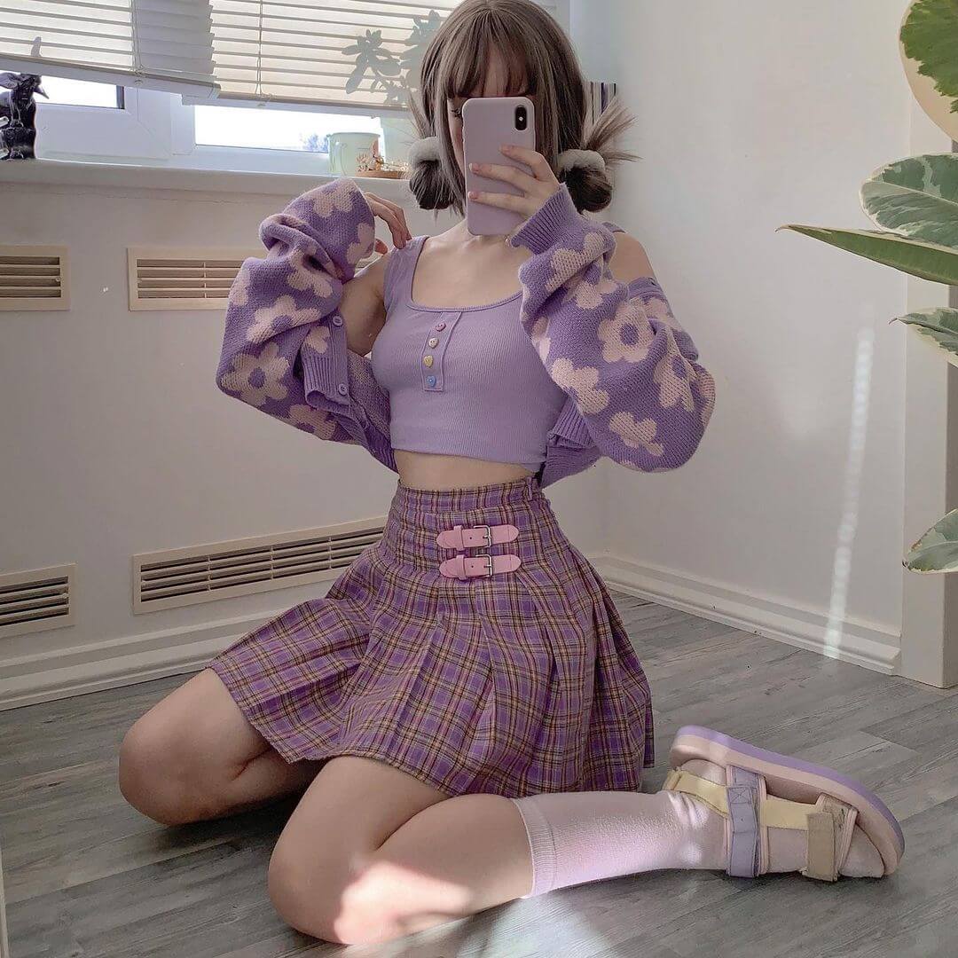 Purple Mini Skirt - Aesthetic Clothing