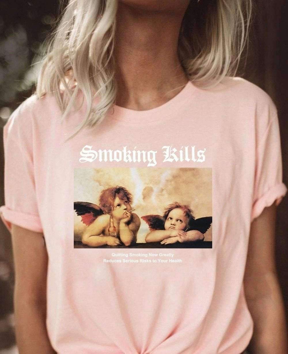 Smoking Kills Angel Shirt - Aesthetic Clothing