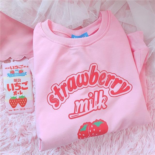 Strawberry Milk Sweatshirt - Aesthetic Clothing