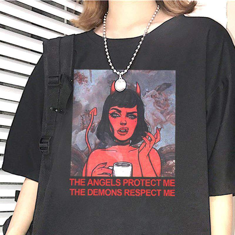 The Angels Protect Me Demons Respect Shirt - Aesthetic Clothing