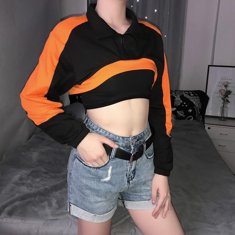 80s Crop Top Sweatshirt Aesthetic Clothing