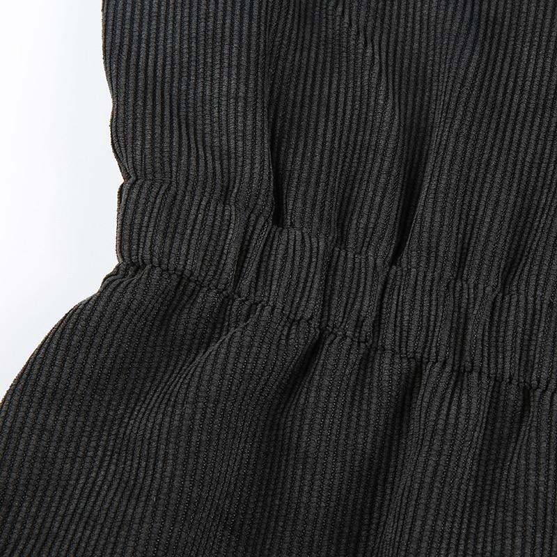 Black Button Mini Dress - Aesthetic Clothing