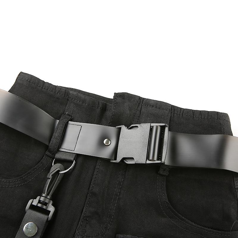Black Cargo Pants With Buckle Belt - Aesthetic Clothing