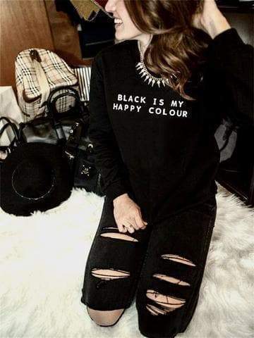 Black Is My Happy Color Sweatshirt - Aesthetic Clothing