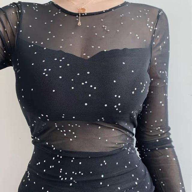 Black Shiny Mini Dress - Aesthetic Clothing