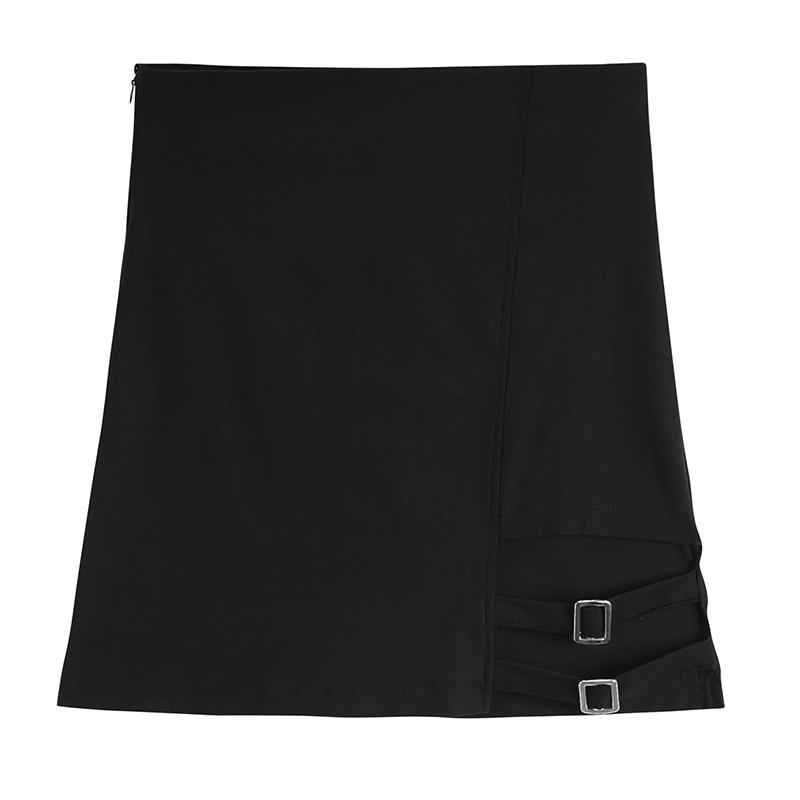 Black Skirt With Buckle - Aesthetic Clothing