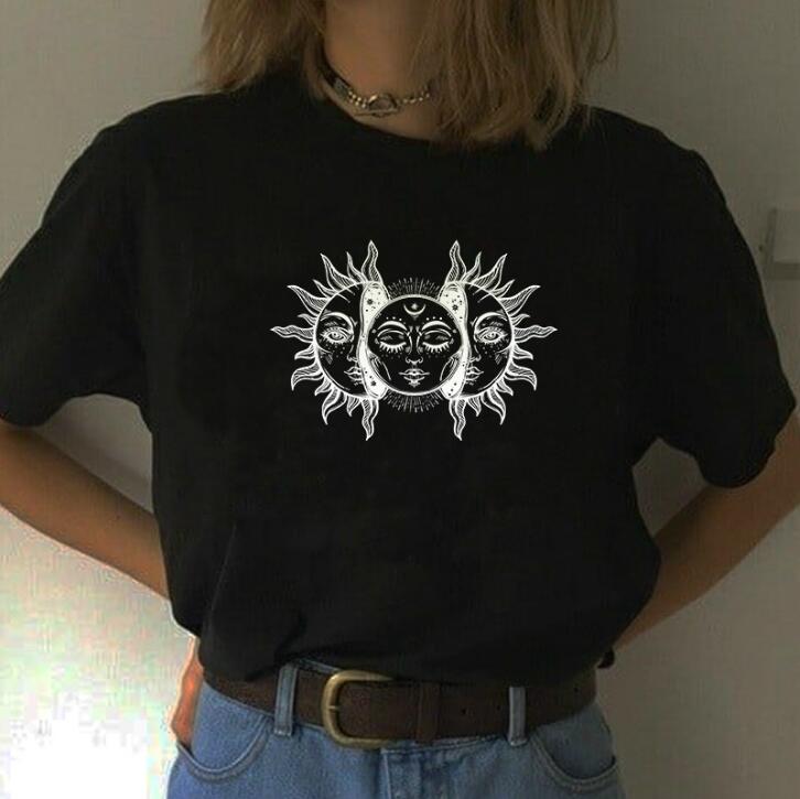Black Sun And Moon Shirt - Aesthetic Clothing