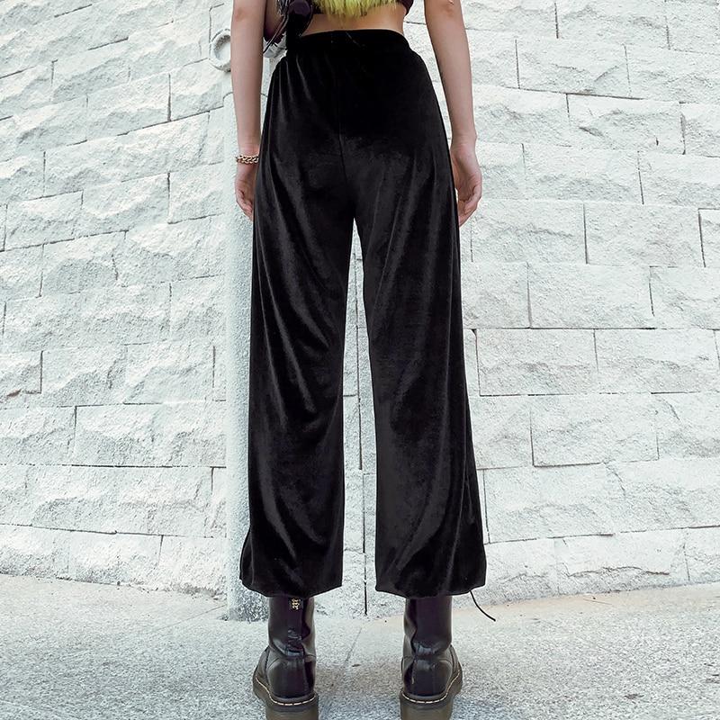 Black Velvet Pants - Aesthetic Clothing