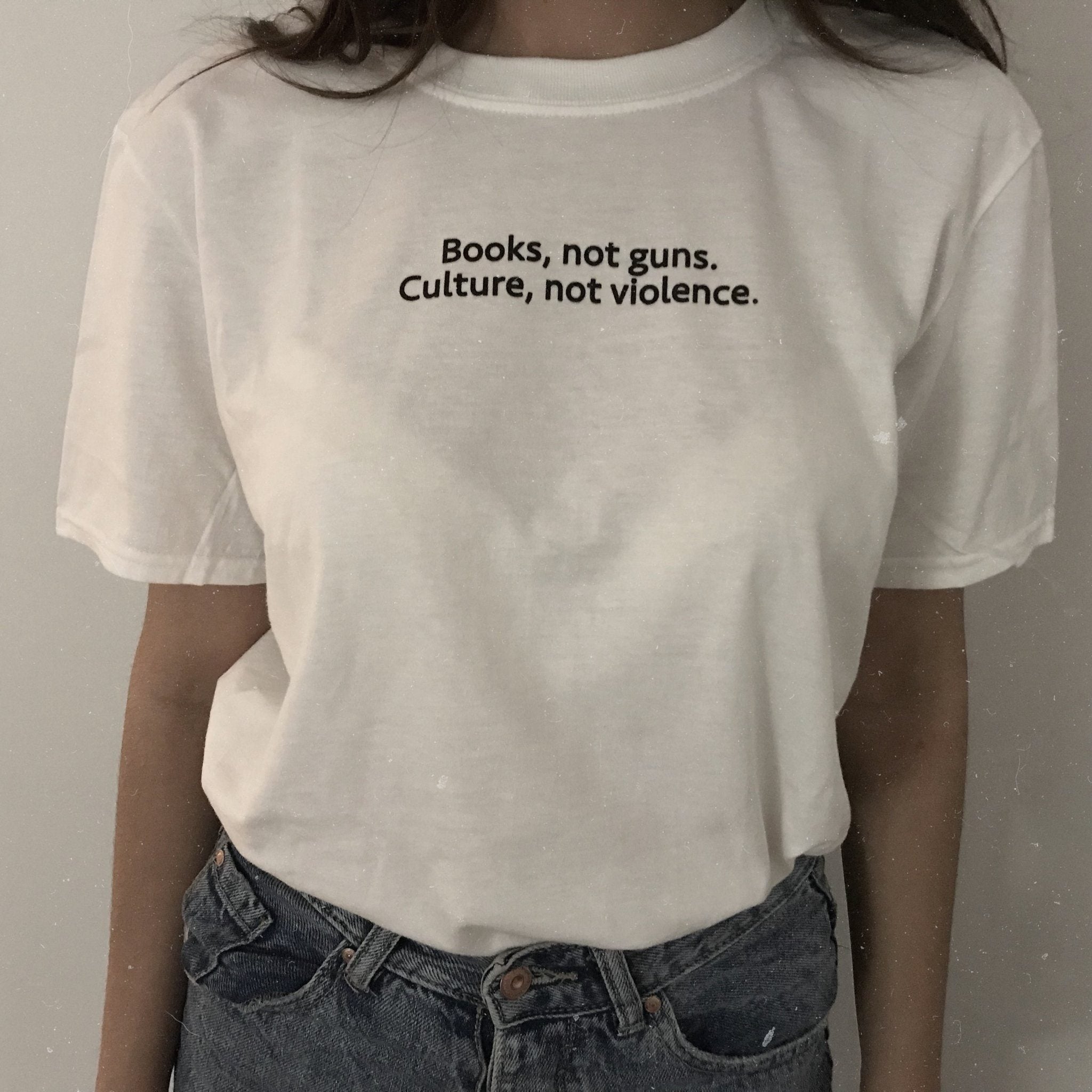 Books Not Guns Culture Violence T-Shirt - Aesthetic Clothing