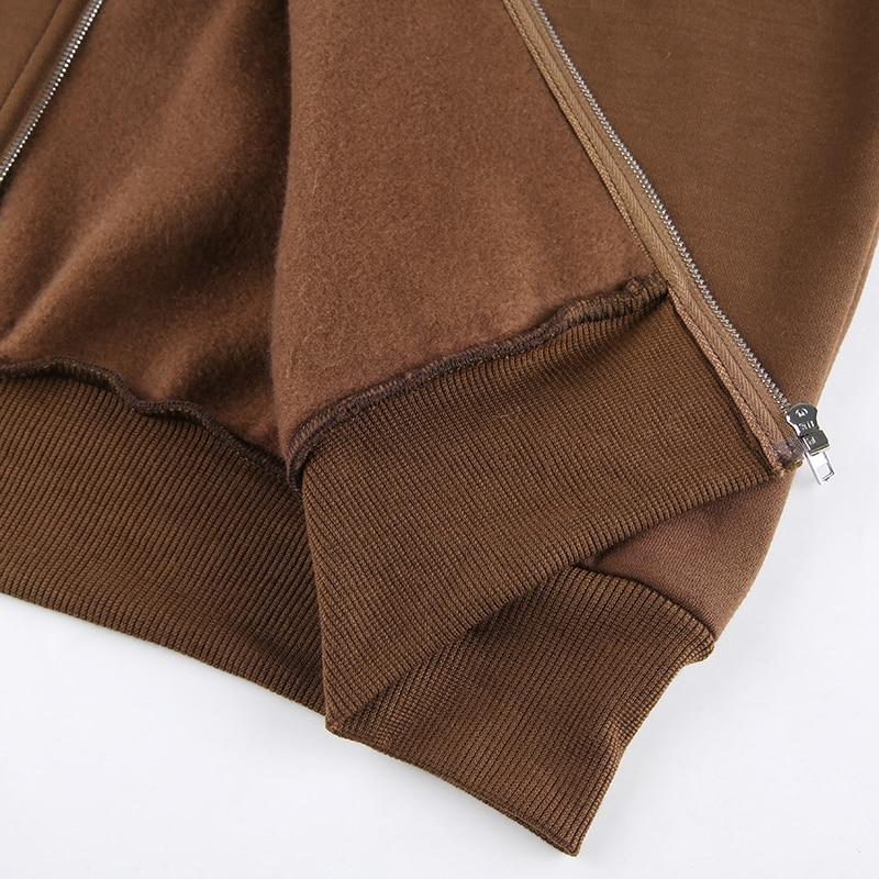 Brown Zip Hoodie - Aesthetic Clothing