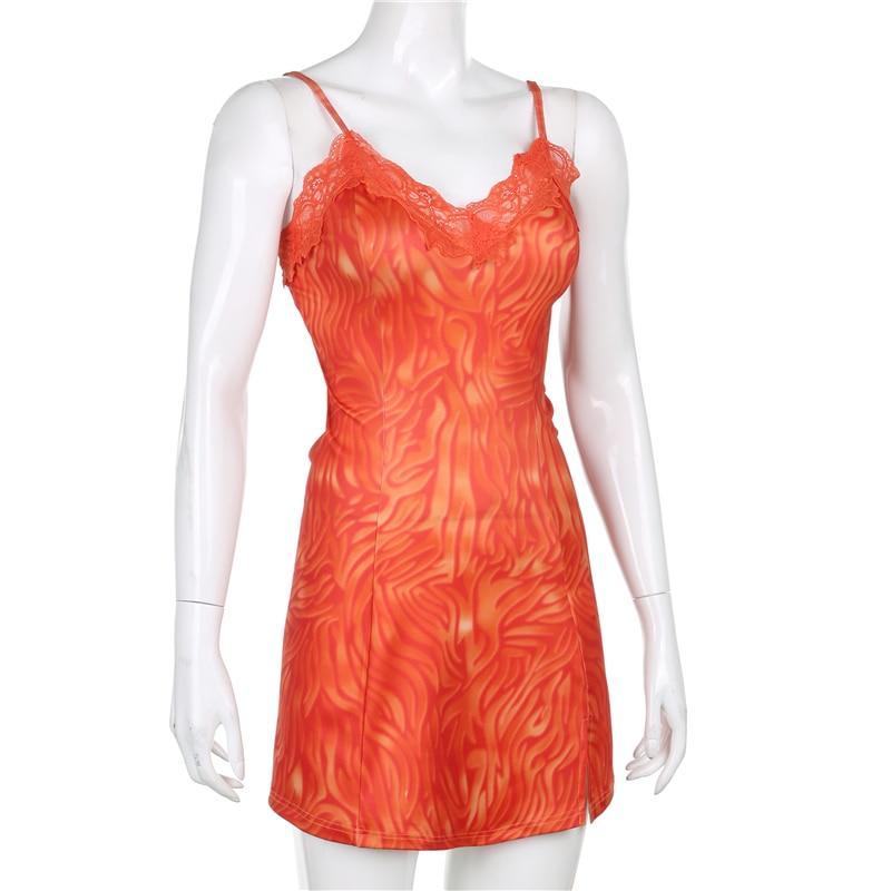 Burnt Orange Mini Dress - Aesthetic Clothing