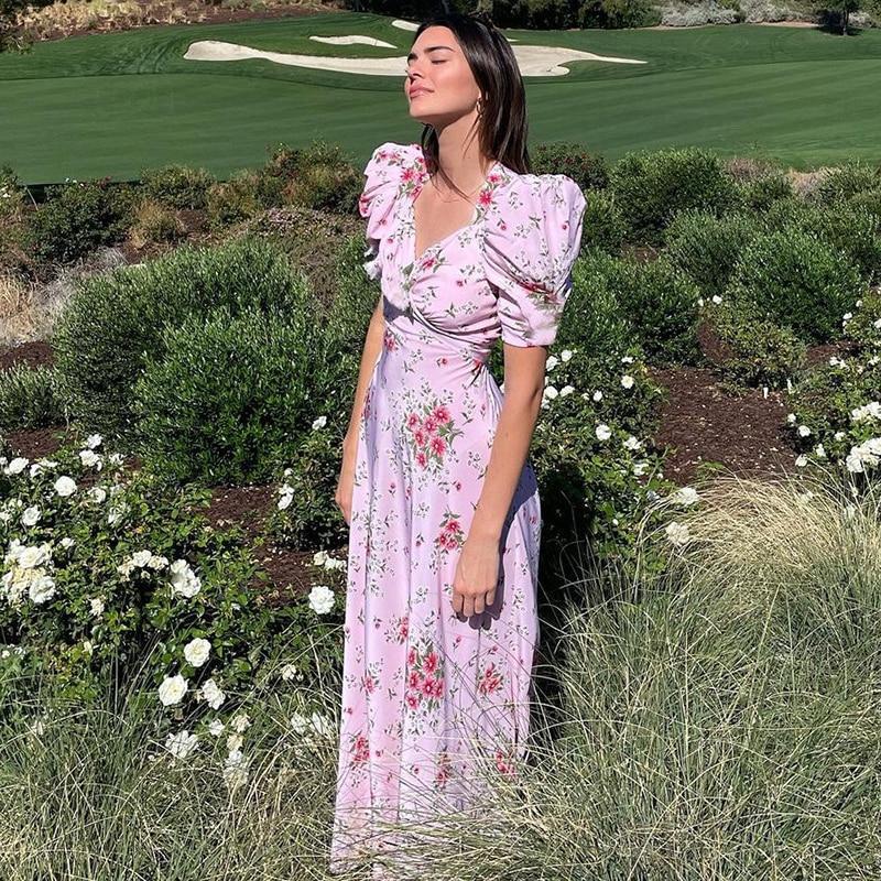 COTTAGECORE FLORAL PINK MAXI DRESS - Aesthetic Clothing