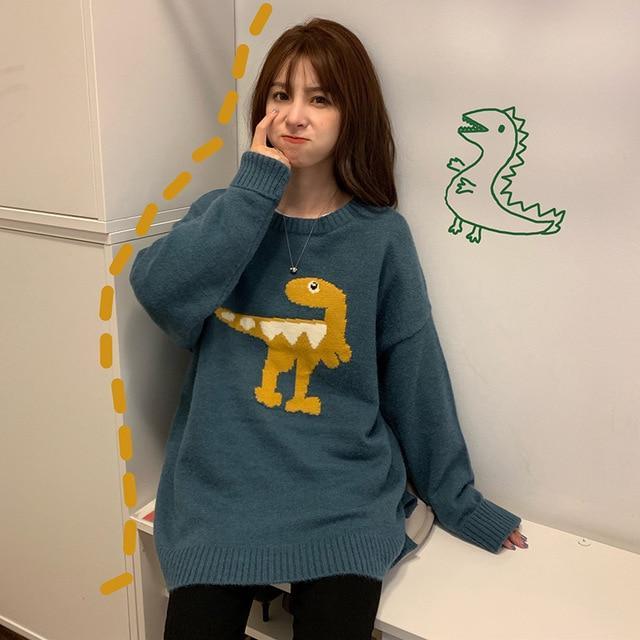 Cute Dinosaur Sweater - Aesthetic Clothing