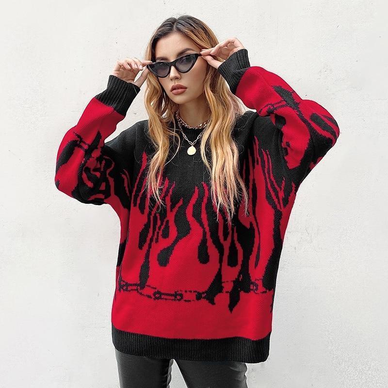 Flame Sweater - Aesthetic Clothing