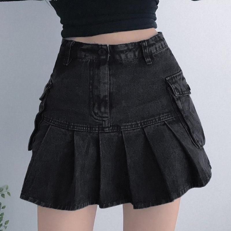 Grey Pleated Mini Skirt - Aesthetic Clothing