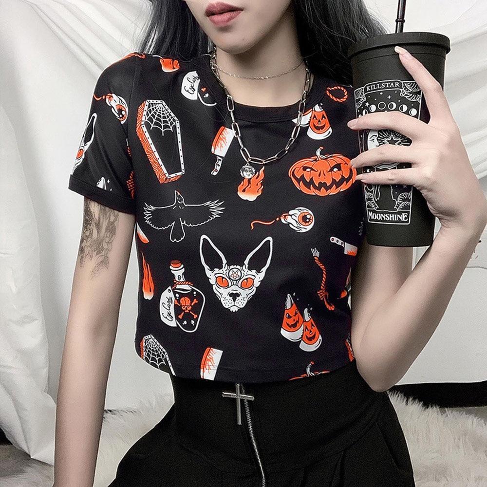 Halloween Print Shirt - Aesthetic Clothing