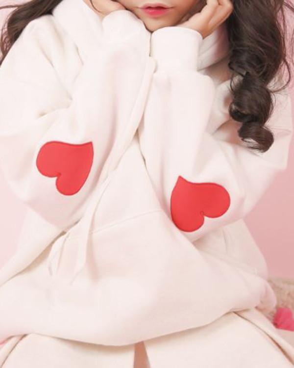 Heart Patch Hoodie - Aesthetic Clothing