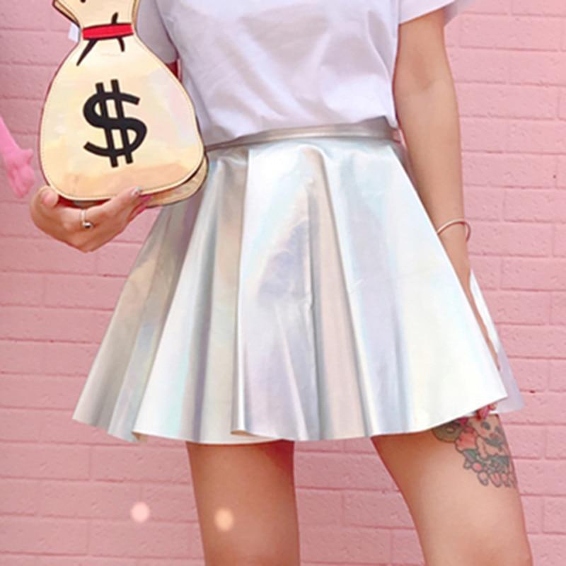 Holographic Pleated Skirt - Aesthetic Clothing