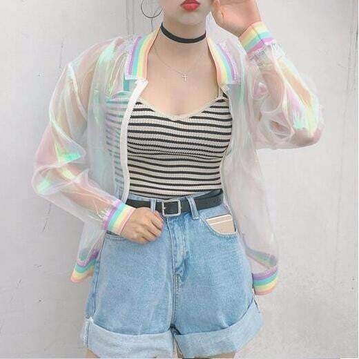 Holographic Rainbow Jacket - Aesthetic Clothing