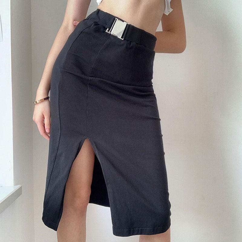 Long Black Pencil Skirt - Aesthetic Clothing