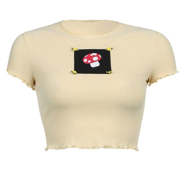 Free Roblox T-shirt aesthetic mushroom themed crop top with jeans 🌿🍄