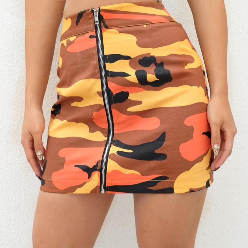 Orange Camo Skirt - Aesthetic Clothing