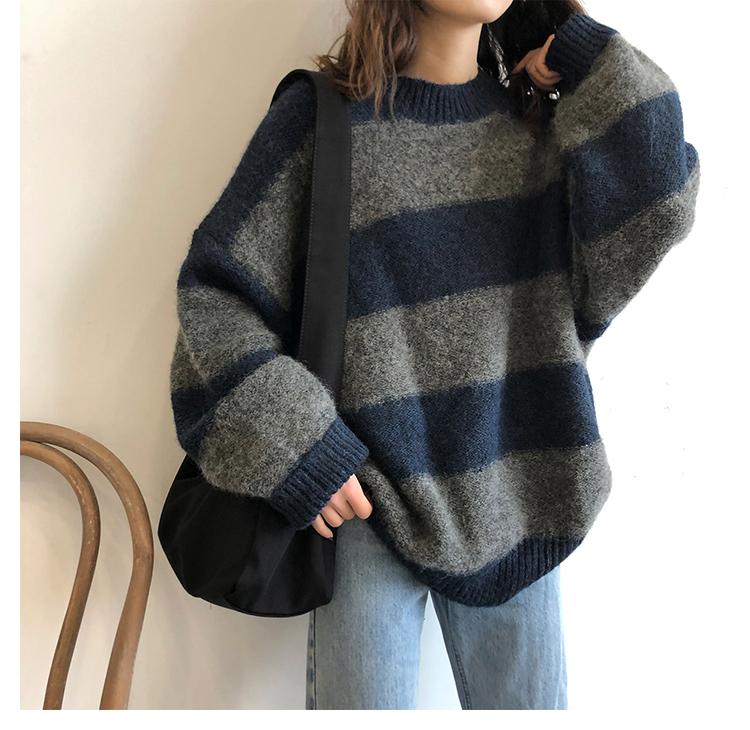 Oversized Striped Sweater - Aesthetic Clothing