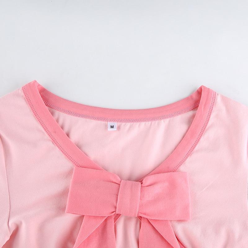 Pink Bow Crop Top - Aesthetic Clothing