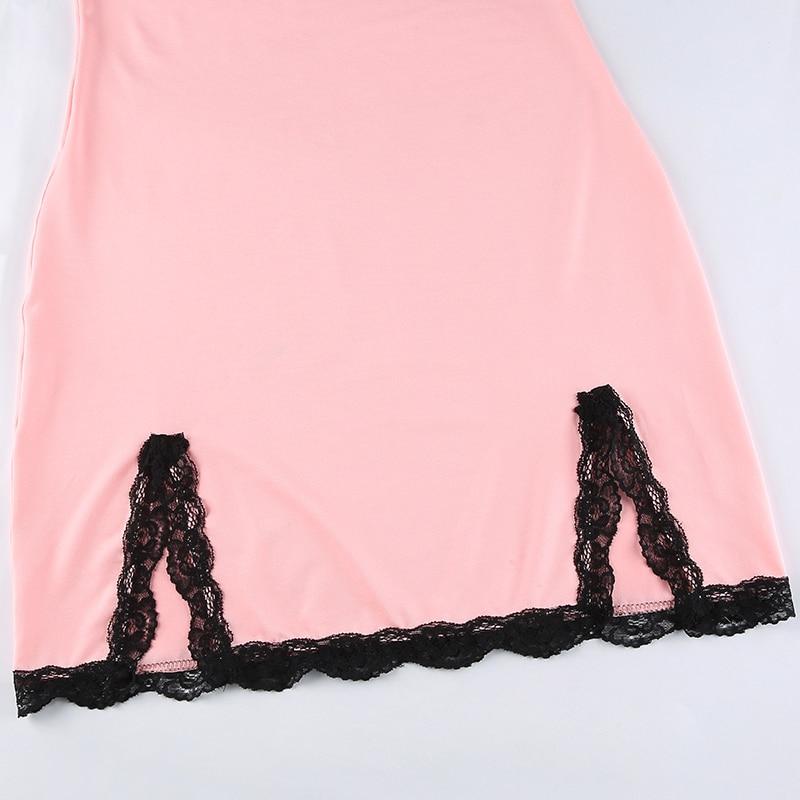 Pink Lace Mini Dress - Aesthetic Clothing