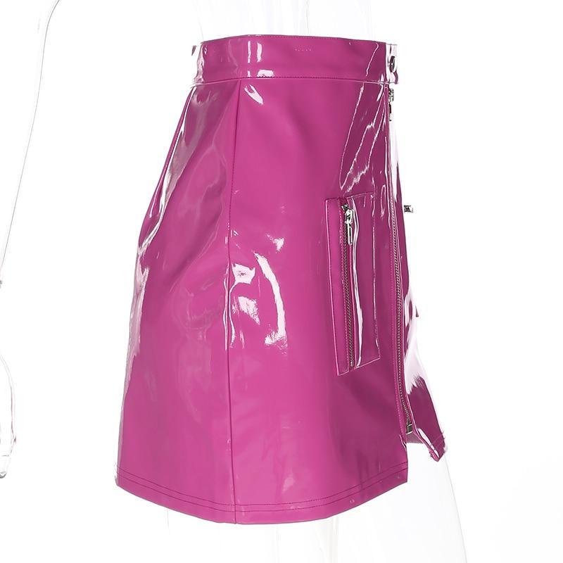 Pink Leather Mini Skirt – Aesthetic Clothing