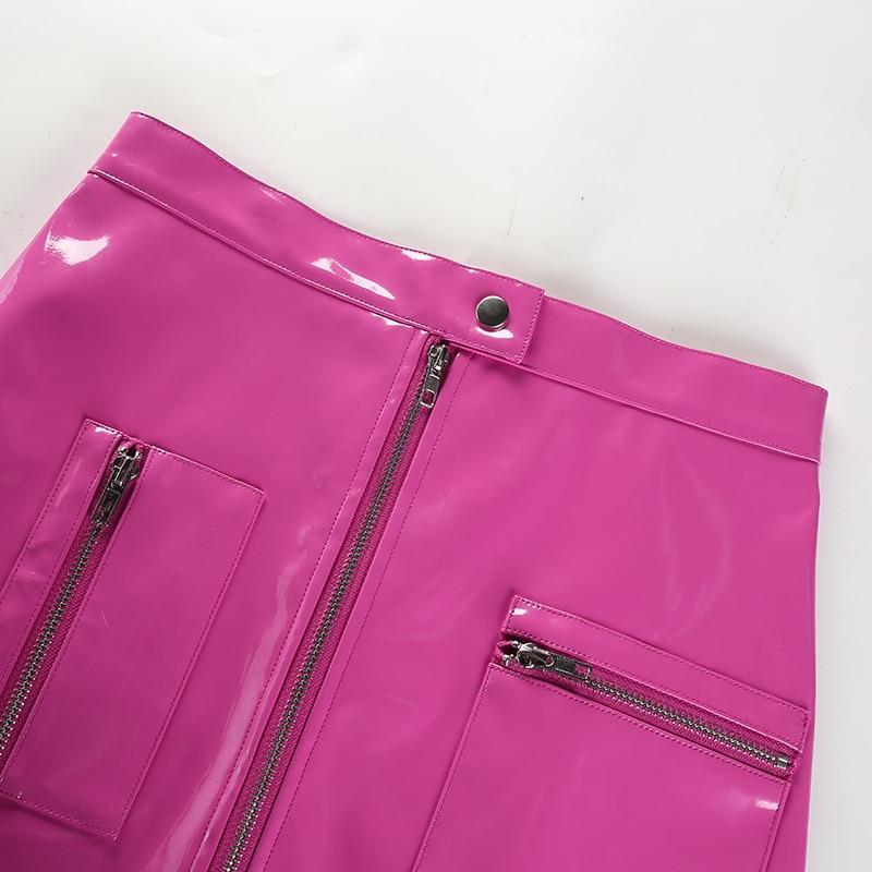 Pink Leather Mini Skirt - Aesthetic Clothing