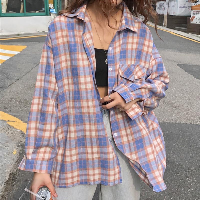 Plaid Button Up Shirt - Aesthetic Clothing