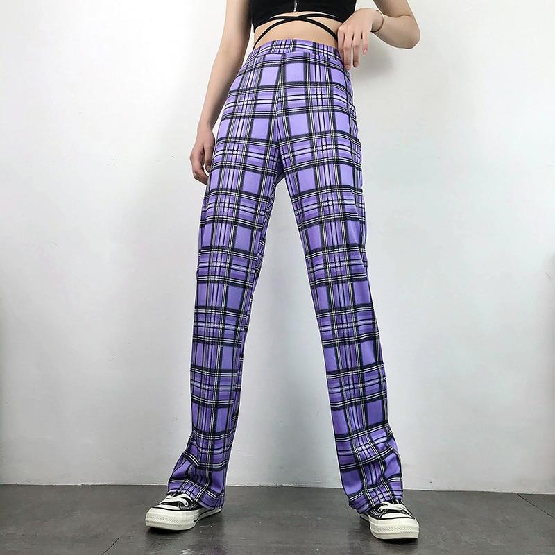 Purple Plaid Pants - Aesthetic Clothing