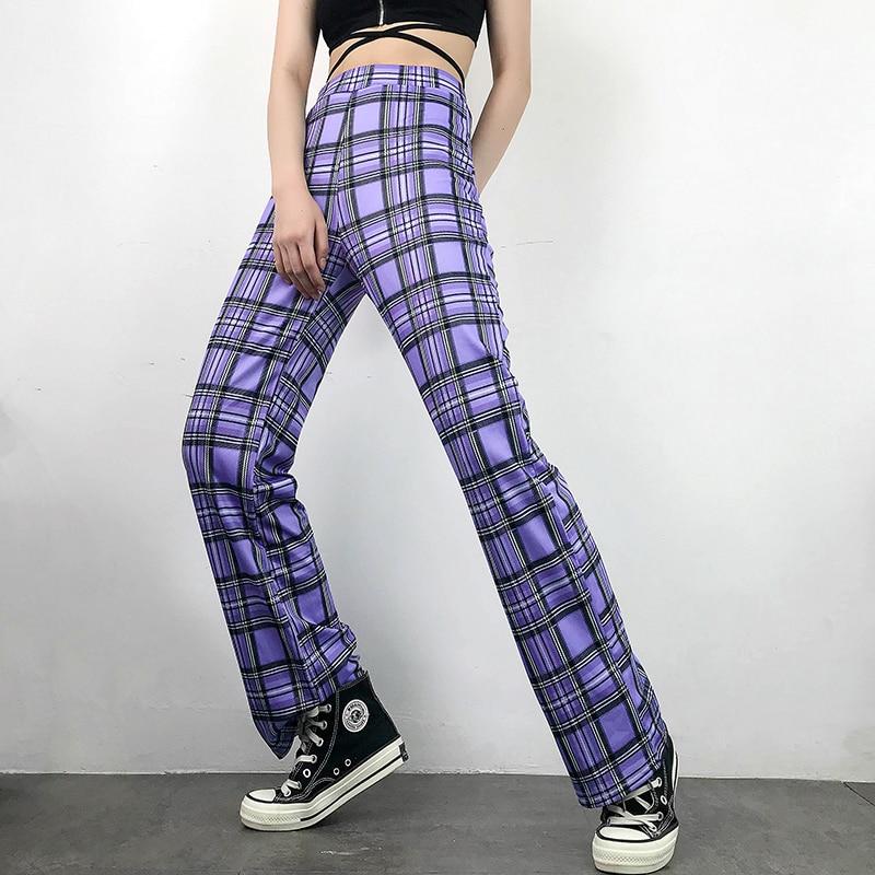 Purple Plaid Pants - Aesthetic Clothing