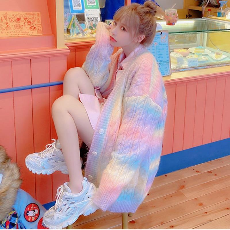 Rainbow Knit Sweater - Aesthetic Clothing