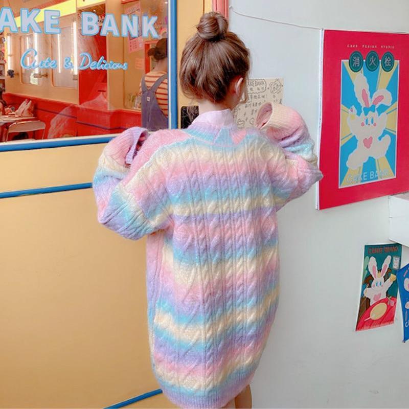 Rainbow Knit Sweater Aesthetic Clothing