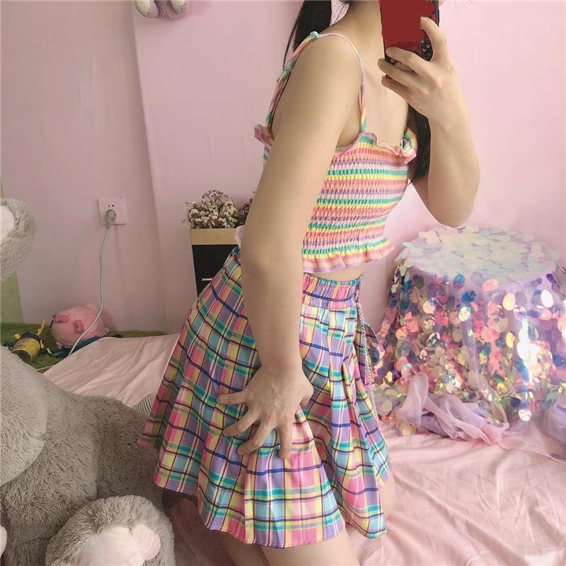 Rainbow gingham skirt best sale