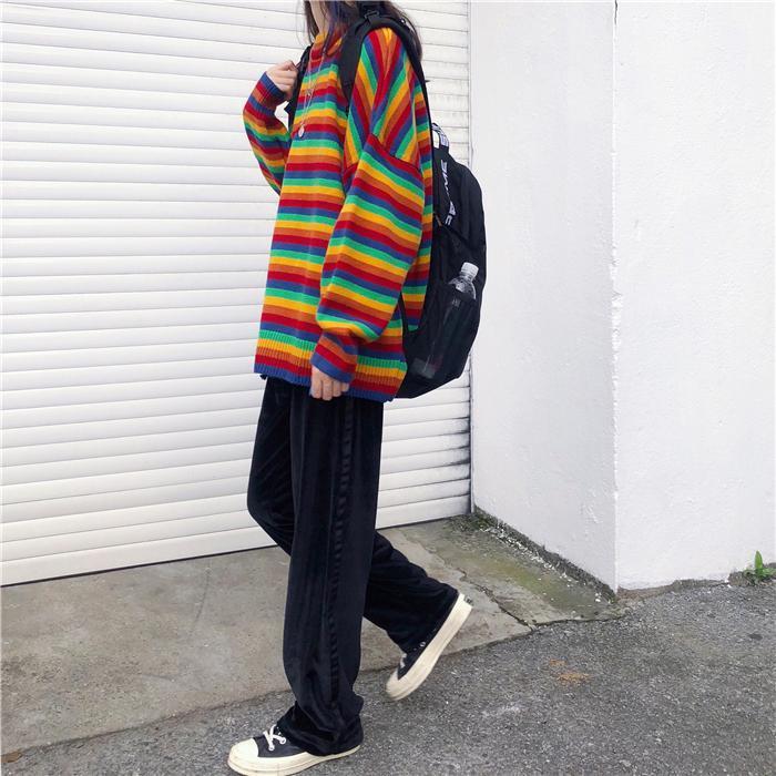 Aesthetic Rainbow Sweater - Clothing
