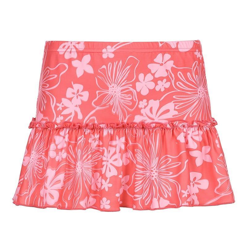 Ruffle Pink Skirt - Aesthetic Clothing